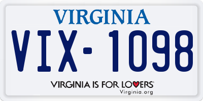 VA license plate VIX1098