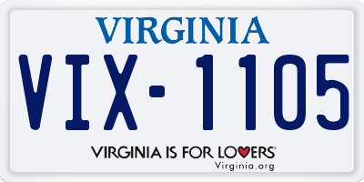 VA license plate VIX1105