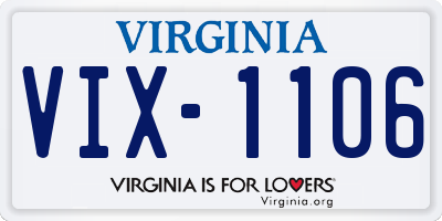 VA license plate VIX1106