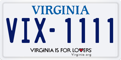 VA license plate VIX1111