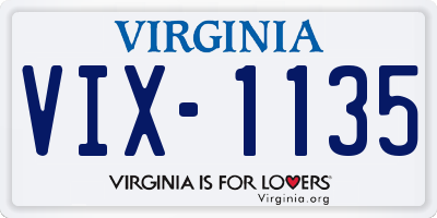 VA license plate VIX1135