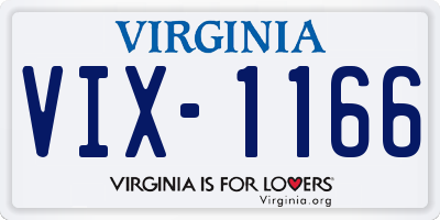VA license plate VIX1166