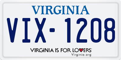 VA license plate VIX1208