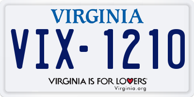 VA license plate VIX1210