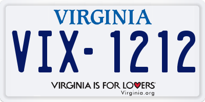 VA license plate VIX1212