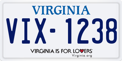 VA license plate VIX1238