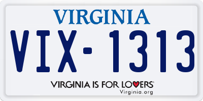 VA license plate VIX1313