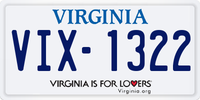 VA license plate VIX1322