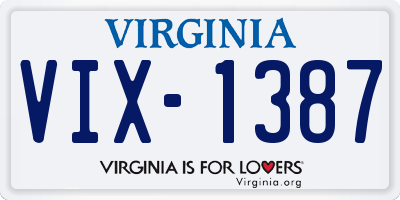 VA license plate VIX1387