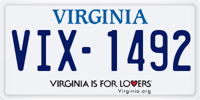 VA license plate VIX1492