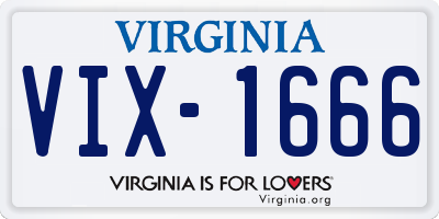 VA license plate VIX1666