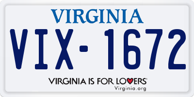 VA license plate VIX1672