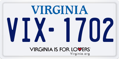 VA license plate VIX1702