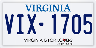 VA license plate VIX1705