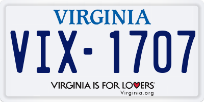 VA license plate VIX1707