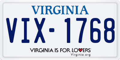 VA license plate VIX1768