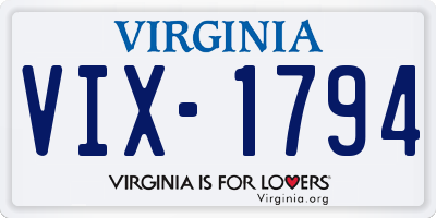 VA license plate VIX1794