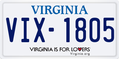 VA license plate VIX1805
