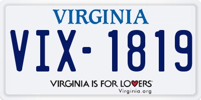 VA license plate VIX1819