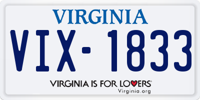VA license plate VIX1833