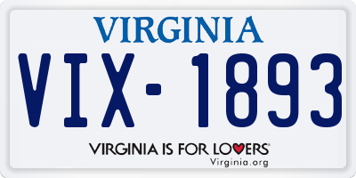 VA license plate VIX1893