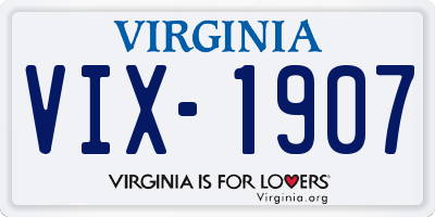 VA license plate VIX1907