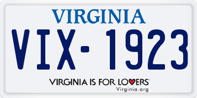 VA license plate VIX1923