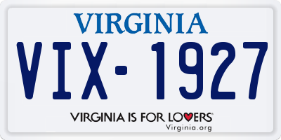 VA license plate VIX1927