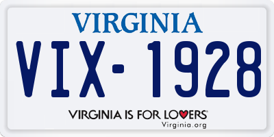 VA license plate VIX1928