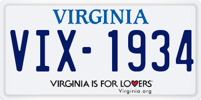 VA license plate VIX1934