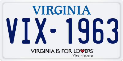 VA license plate VIX1963