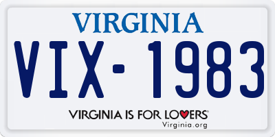 VA license plate VIX1983
