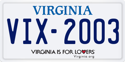VA license plate VIX2003