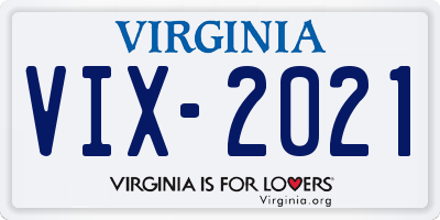 VA license plate VIX2021