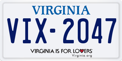 VA license plate VIX2047