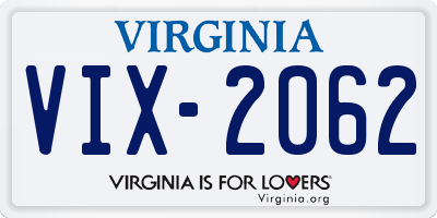 VA license plate VIX2062