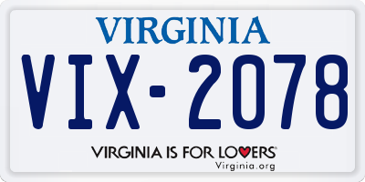 VA license plate VIX2078