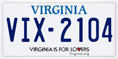 VA license plate VIX2104