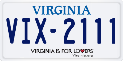 VA license plate VIX2111