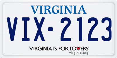 VA license plate VIX2123