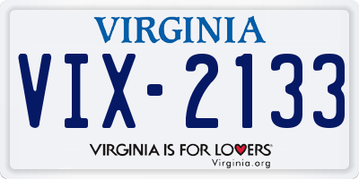 VA license plate VIX2133