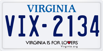 VA license plate VIX2134
