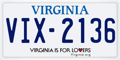 VA license plate VIX2136