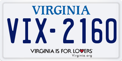 VA license plate VIX2160