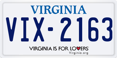 VA license plate VIX2163