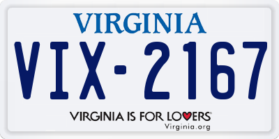 VA license plate VIX2167