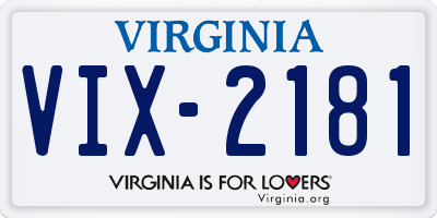 VA license plate VIX2181