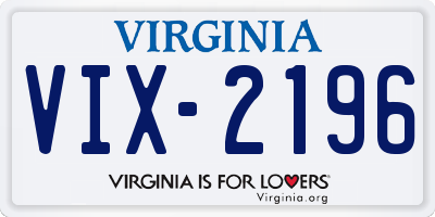 VA license plate VIX2196