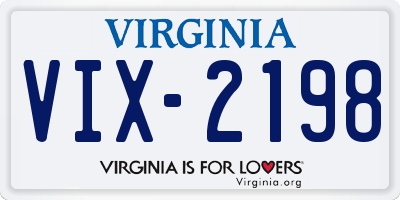 VA license plate VIX2198