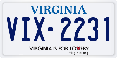 VA license plate VIX2231